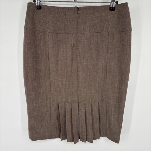Vintage The Limited Brown Tweed Wool Blnd Pencil Skirt Size 10 Drawstring Pleats - Picture 3 of 9